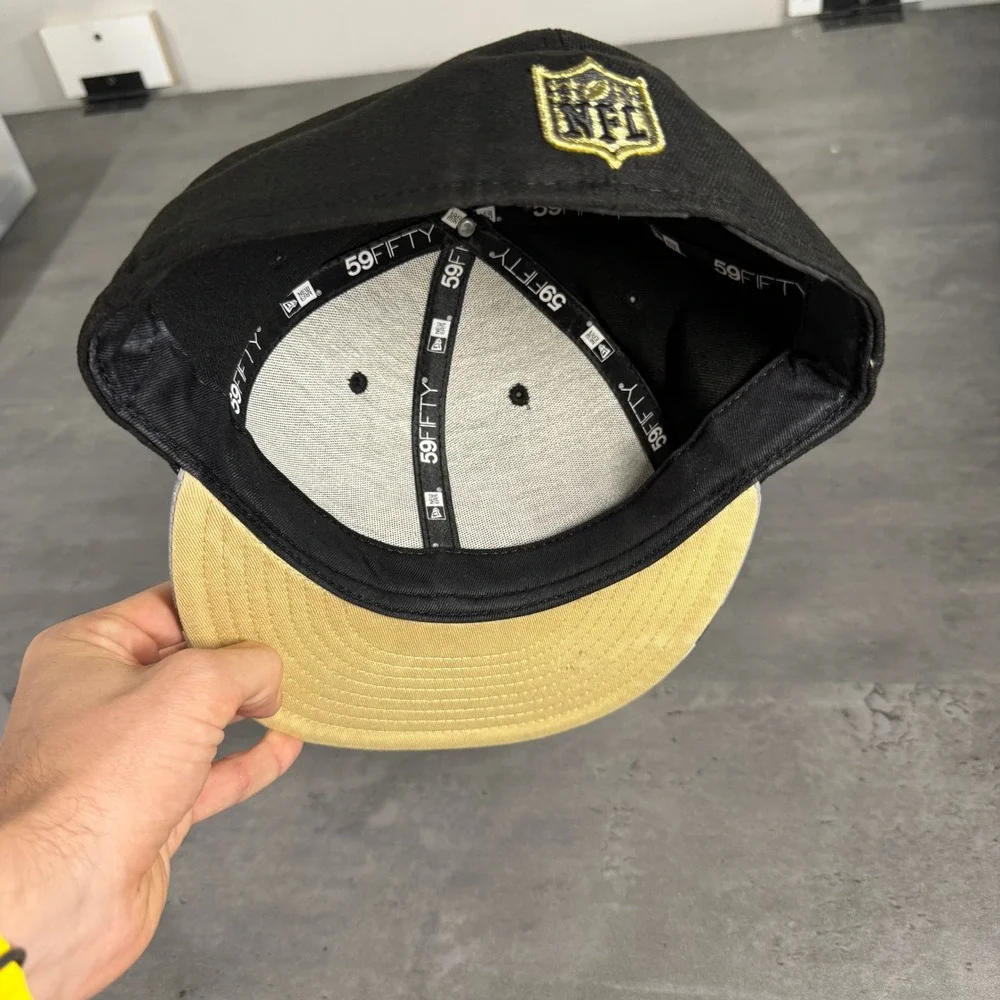 New Era New Orleans Saints Hat 7 3/4 Black‎ Gold Gray White NFL 59FIFTY Fitted